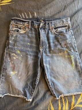 Polo by Ralph Lauren Blue Paint-Splatter Denim Shorts